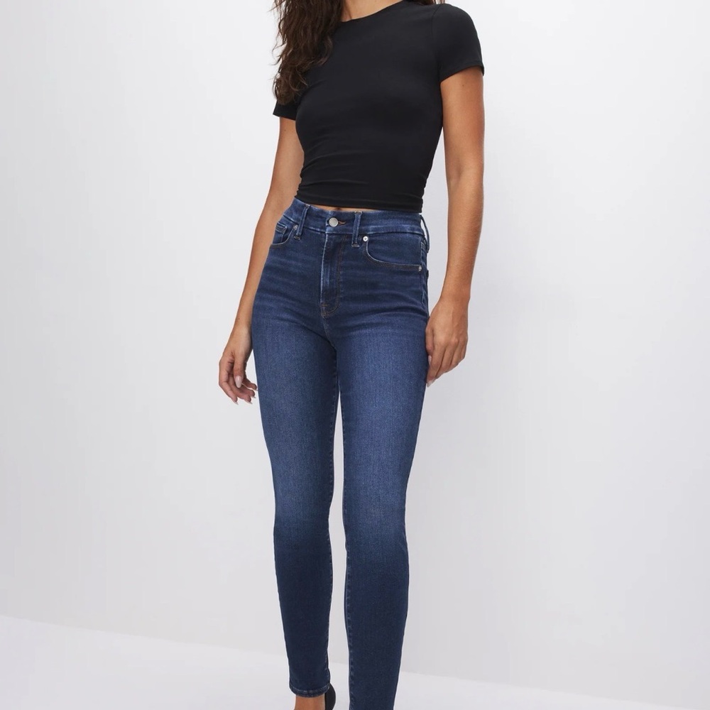 Good American High Rise Dark Blue Jeans - Picture 2 of 2